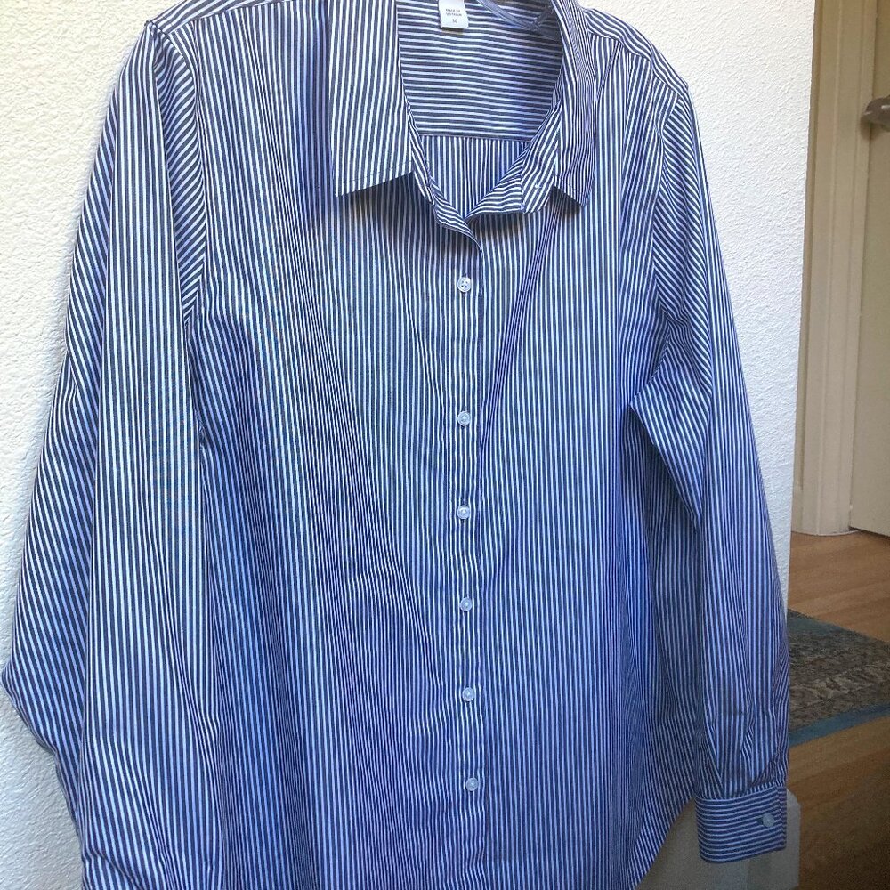 COLDWATER CREEK – Long Sleeve Button-up Stripe Cotton Shirt... Size 14